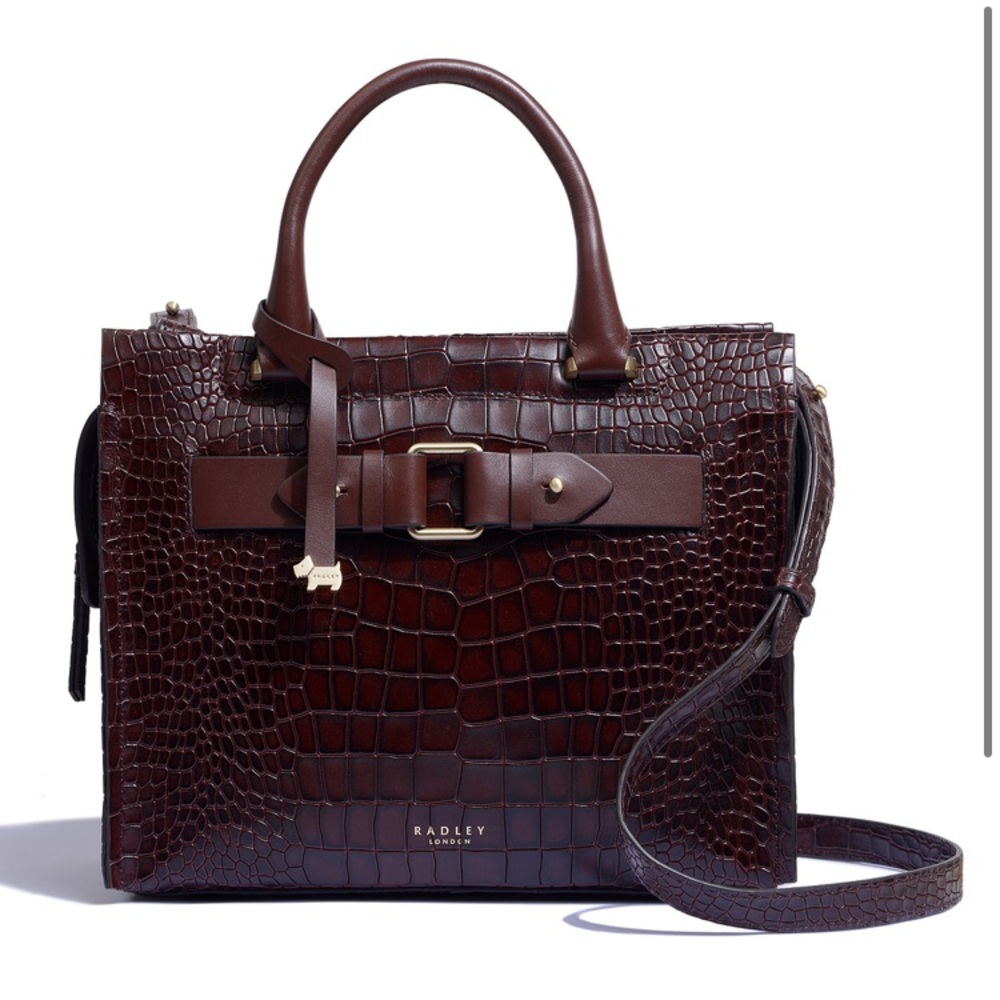 NWT $288 Radley London Agnes Faux Crocodile Satchel Bag